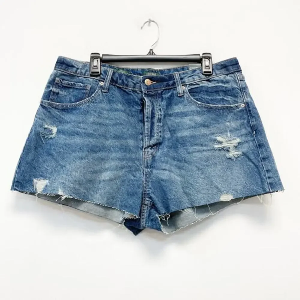 Wild Fable Womens High-Rise Distressed Denim‎ Shorts Size 16 Medium Wash